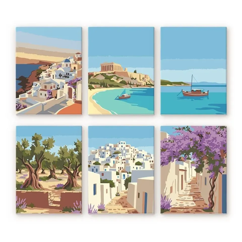 Figured'Art Santorini Dromen mini schilderij 6x15x20cm set