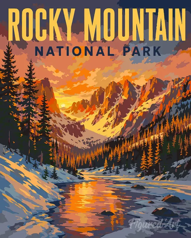 Figured'Art Rocky Mountain schilderen op nummer 40x50 cm gemiddeld