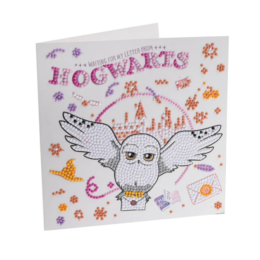 Craft Buddy Crystal Art Hogwarts & Hedwig wenskaart diamond painting 18x18cm