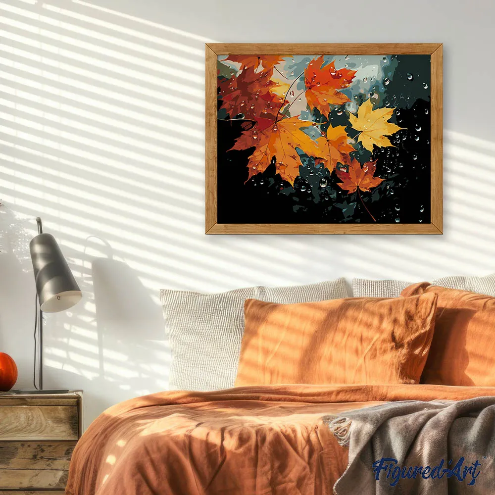 Figured'Art Esdoornbladeren na de Regen schilderen op nummer 40x50cm