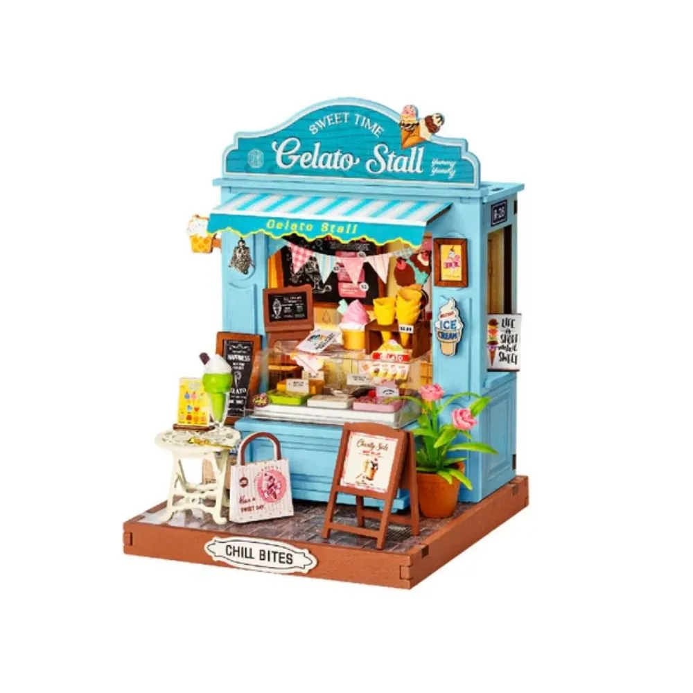 Figured'Art Gelato-stand miniatuurhuisje 3D puzzel 132 stukjes