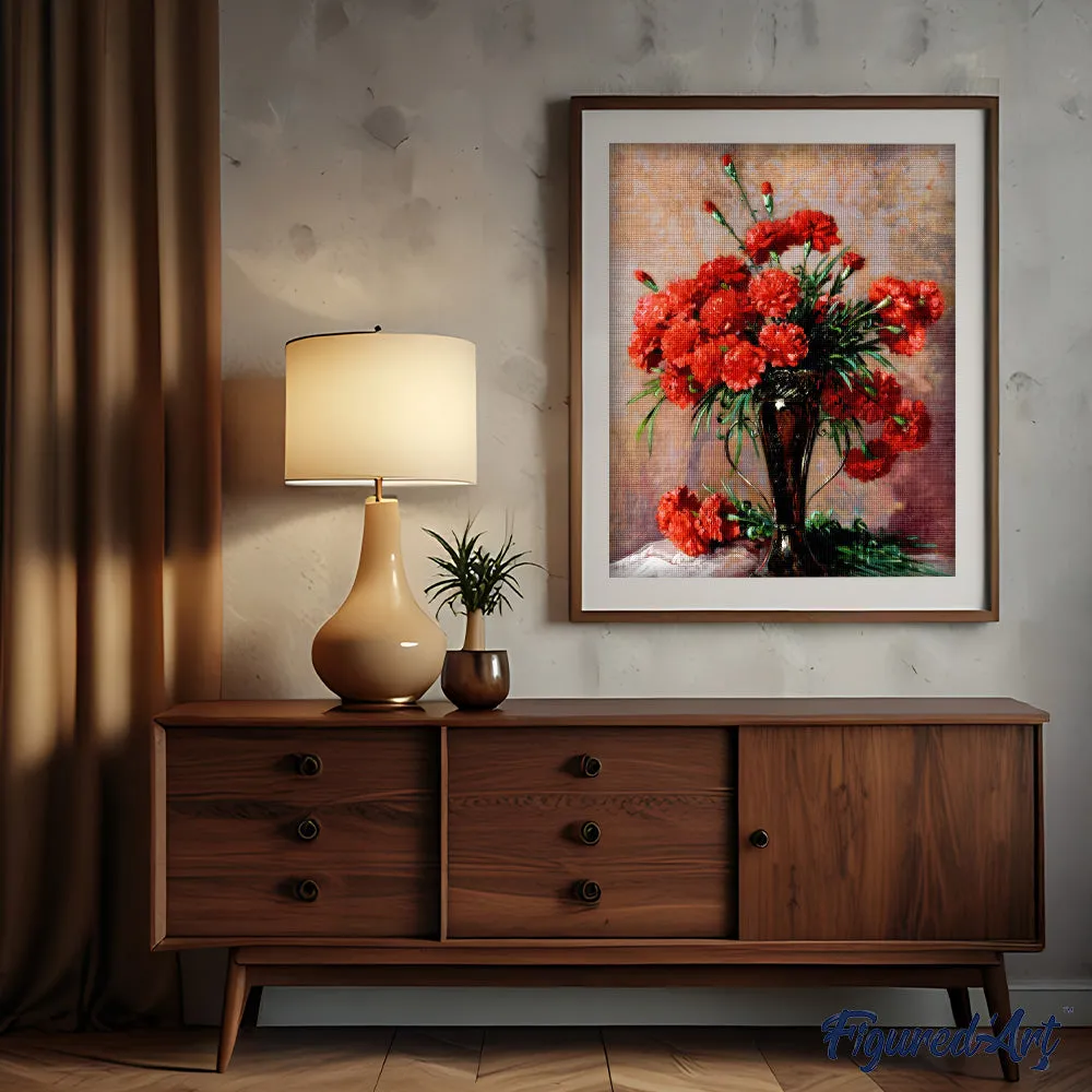 Figured'Art Anjers in zilveren vaas Diamond painting
