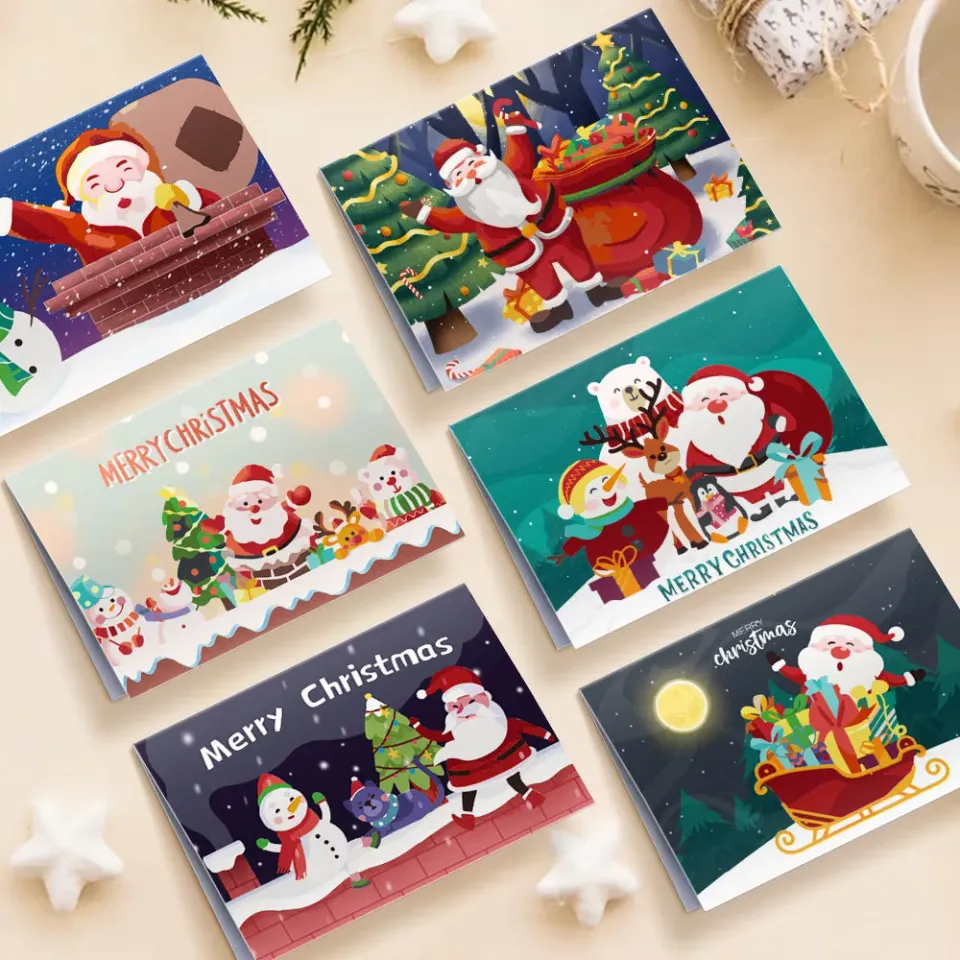 Figured'Art Serie 5 kerstkaarten schilderen op nummer set van 6