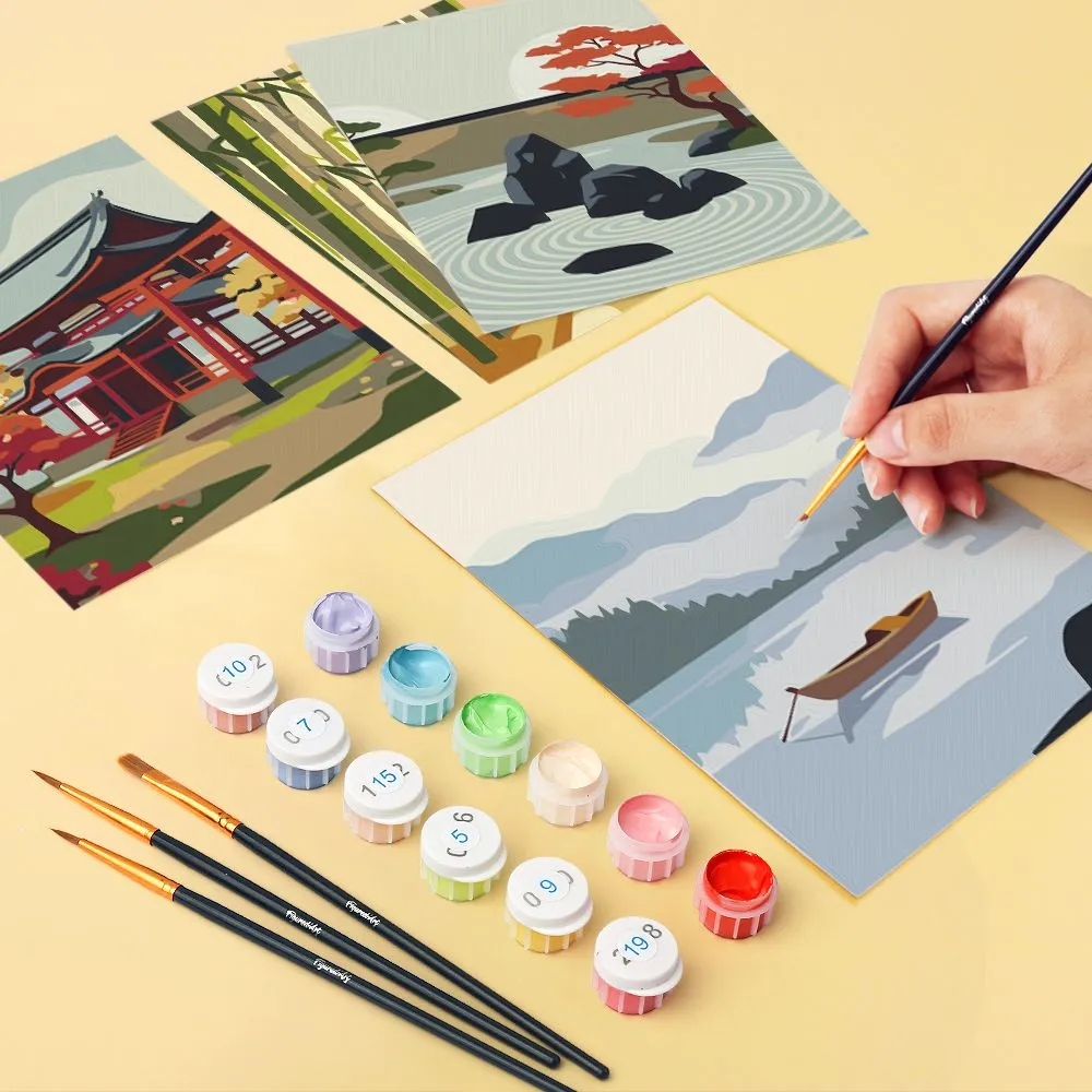 Figured'Art Zen Landschappen mini schilderen op nummer 6 stuks