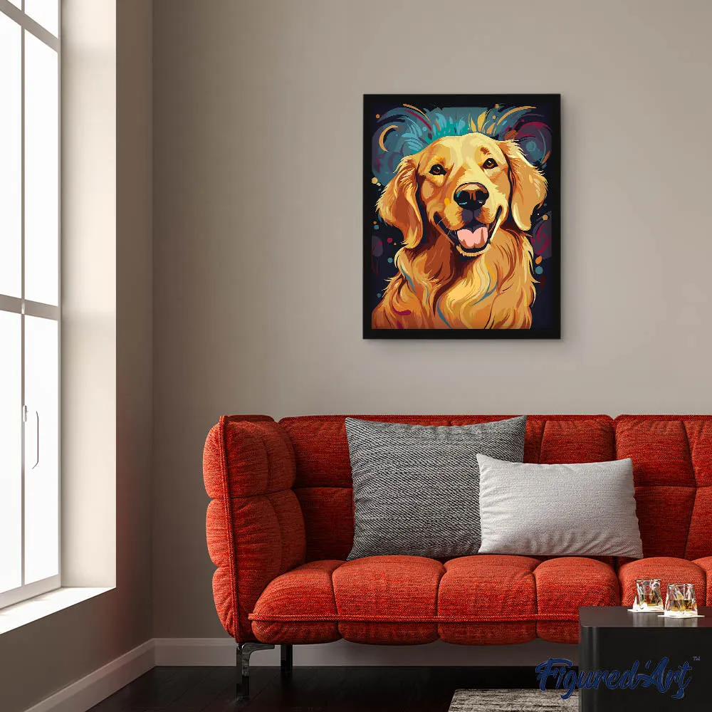 Figured'Art Zonnige Golden Retriever schilderen op nummer 40x50 cm hond