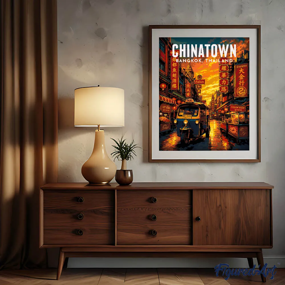 Figured'Art Bangkok Chinatown Schilderen op Nummer 40x50cm stad
