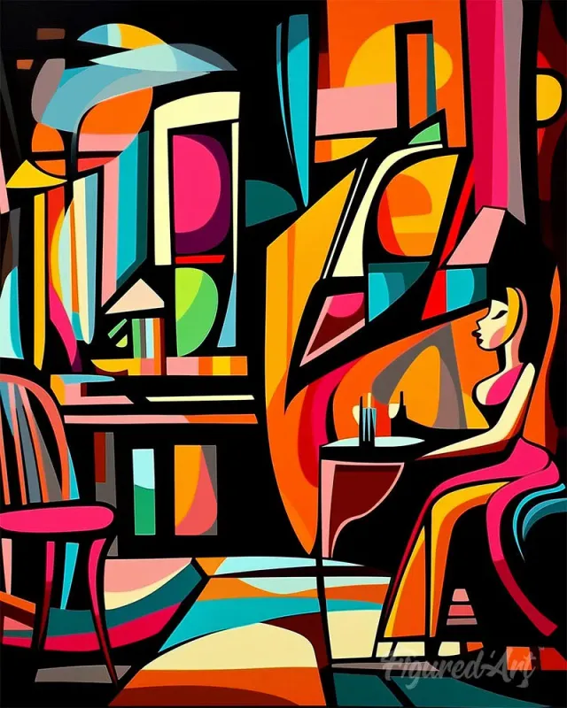 Figured'Art Gedurfd Abstract Café schilderen op nummer 40x50 cm eenvoudig