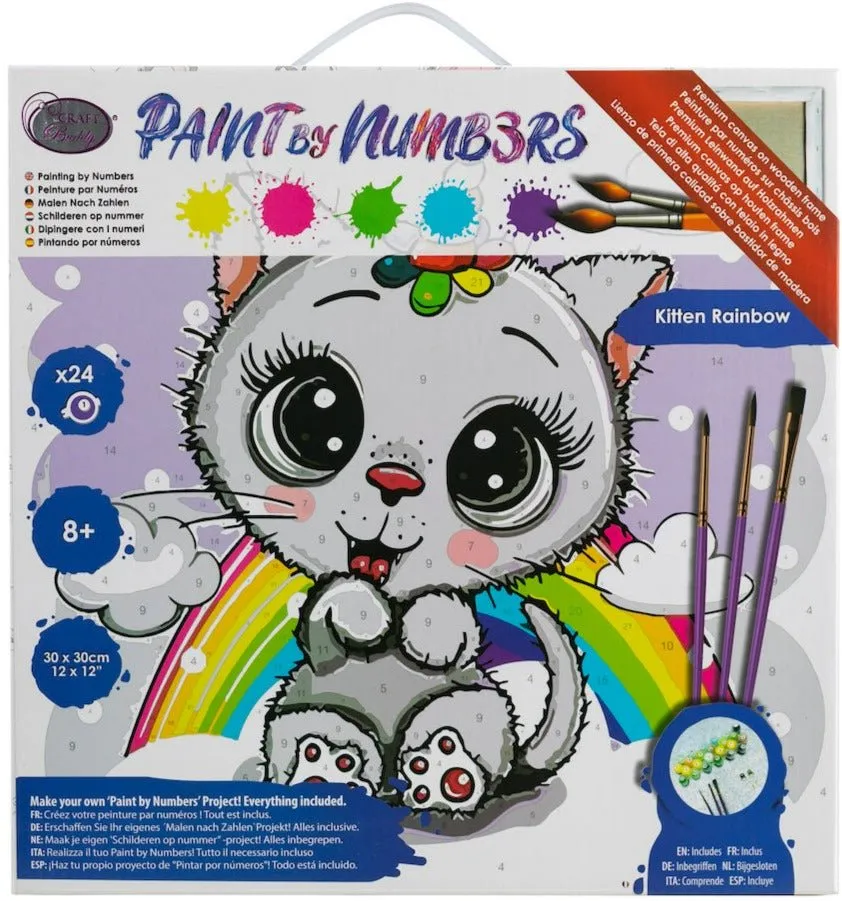 Paint by Numb3rs Kitten Rainbow schilderen op nummer 30x30cm