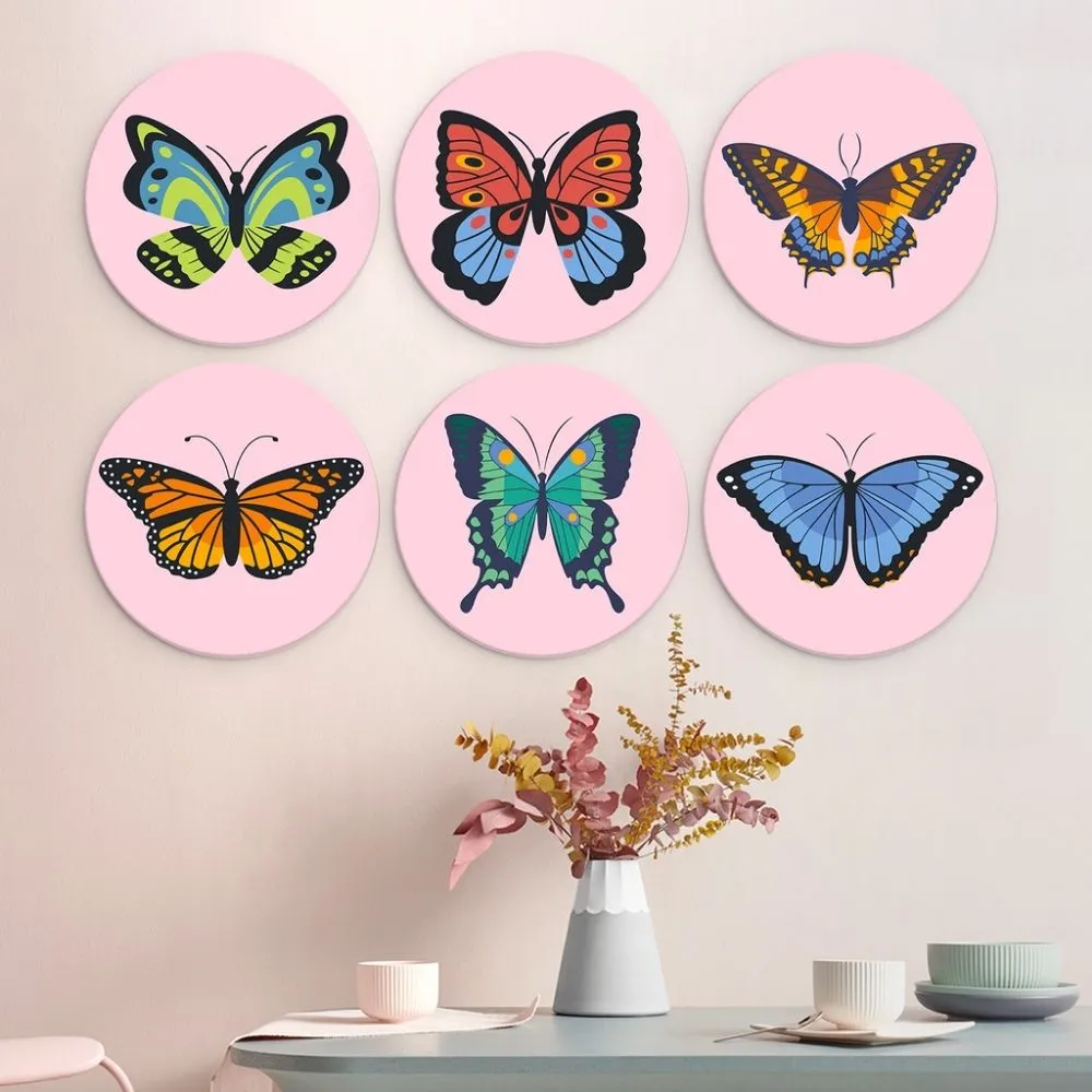 Figured'Art Vlinders schilderen op nummer mini set 6x Ø20cm
