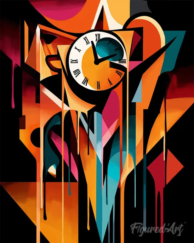 Figured'Art Smeltende Klok gedurfd abstract schilderen op nummer 40x50cm