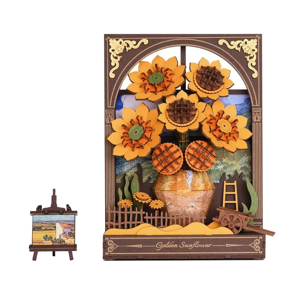 Figured'Art Gouden Zonnebloem 3D puzzel hout 266 stukjes LED