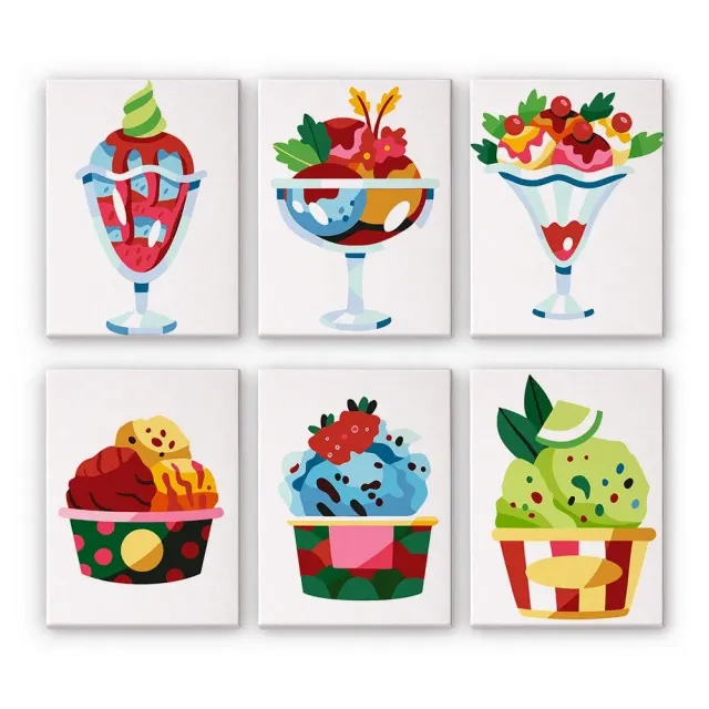 Figured'Art Mini IJscoupes schilderen op nummer 6 stuks 15x20cm