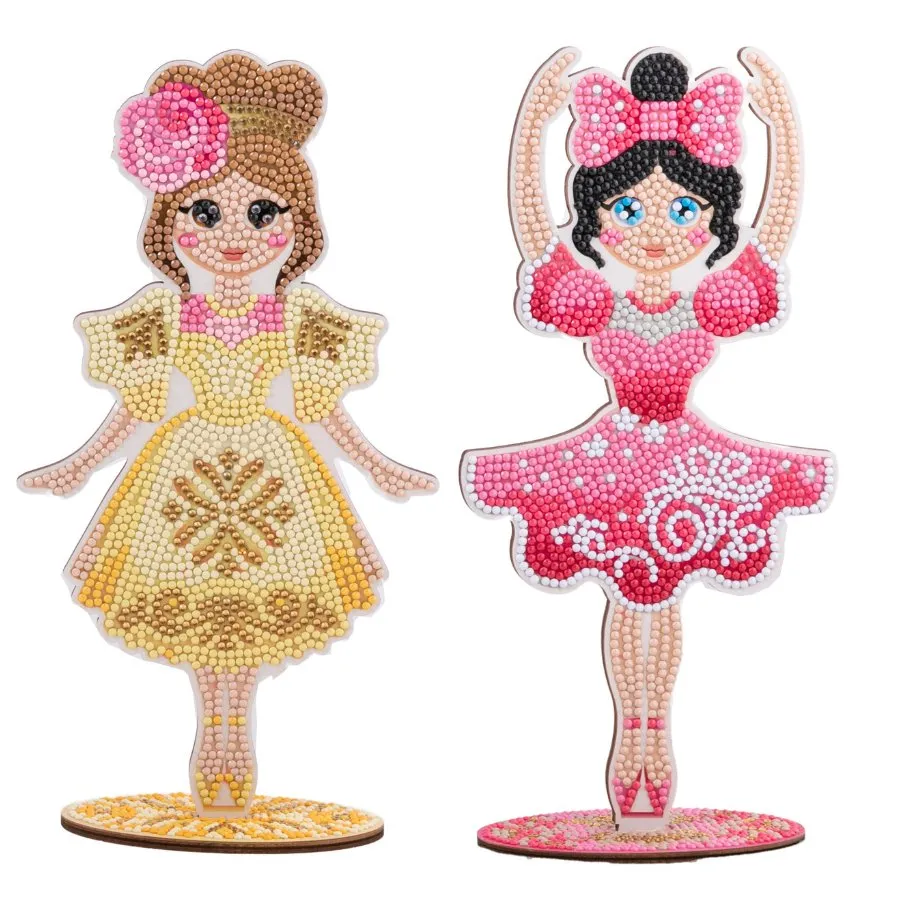 Craft Buddy Crystal Art Ballerinas houten kit 4 stuks
