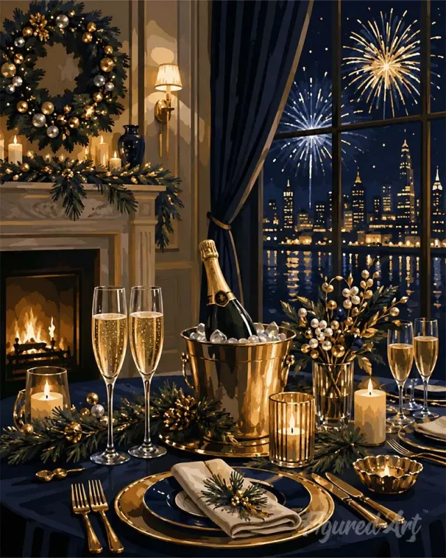 Figured'Art Elegant Nieuwjaarsdiner schilderen op nummer