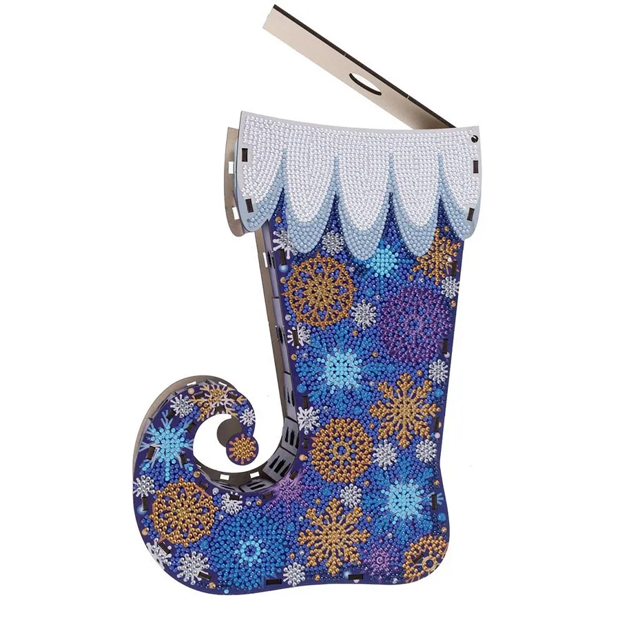 Craft Buddy Crystal Art Snowy kerstsok houder MDF blauw