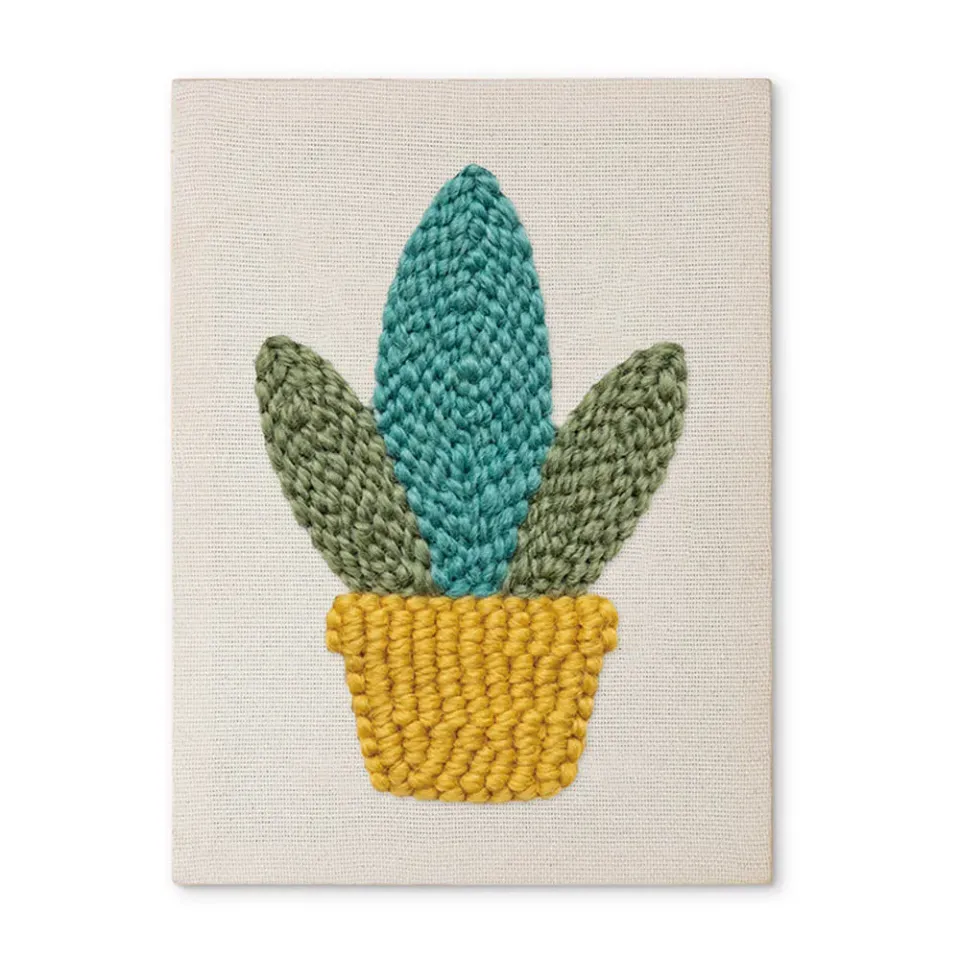 Figured'Art Gouden Vetplant punch needle pakket met frame 20x30cm
