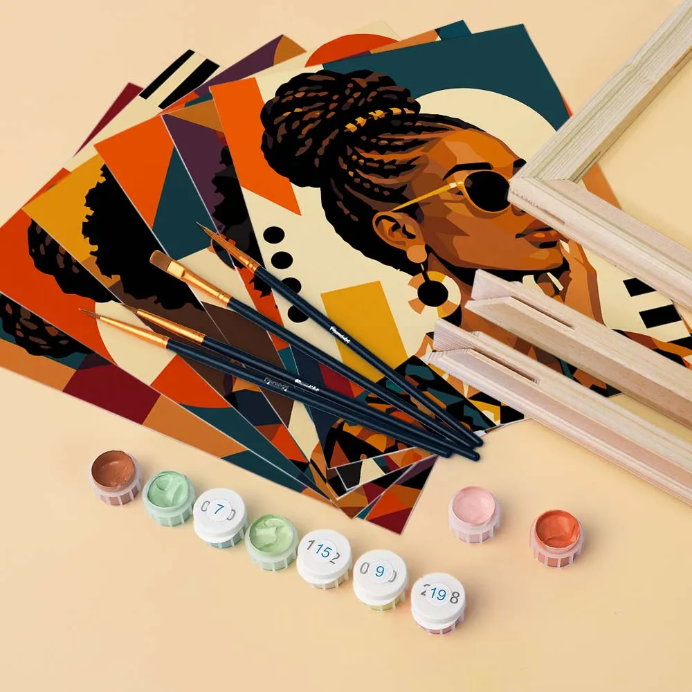 Figured'Art Mini Serie Afro Pop Art Portretten schilderen op nummer 6x 15x20cm