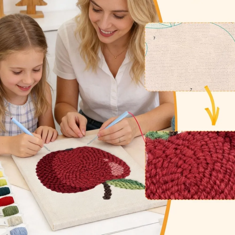 Figured'Art Rode Appel punch needle pakket met frame katoen