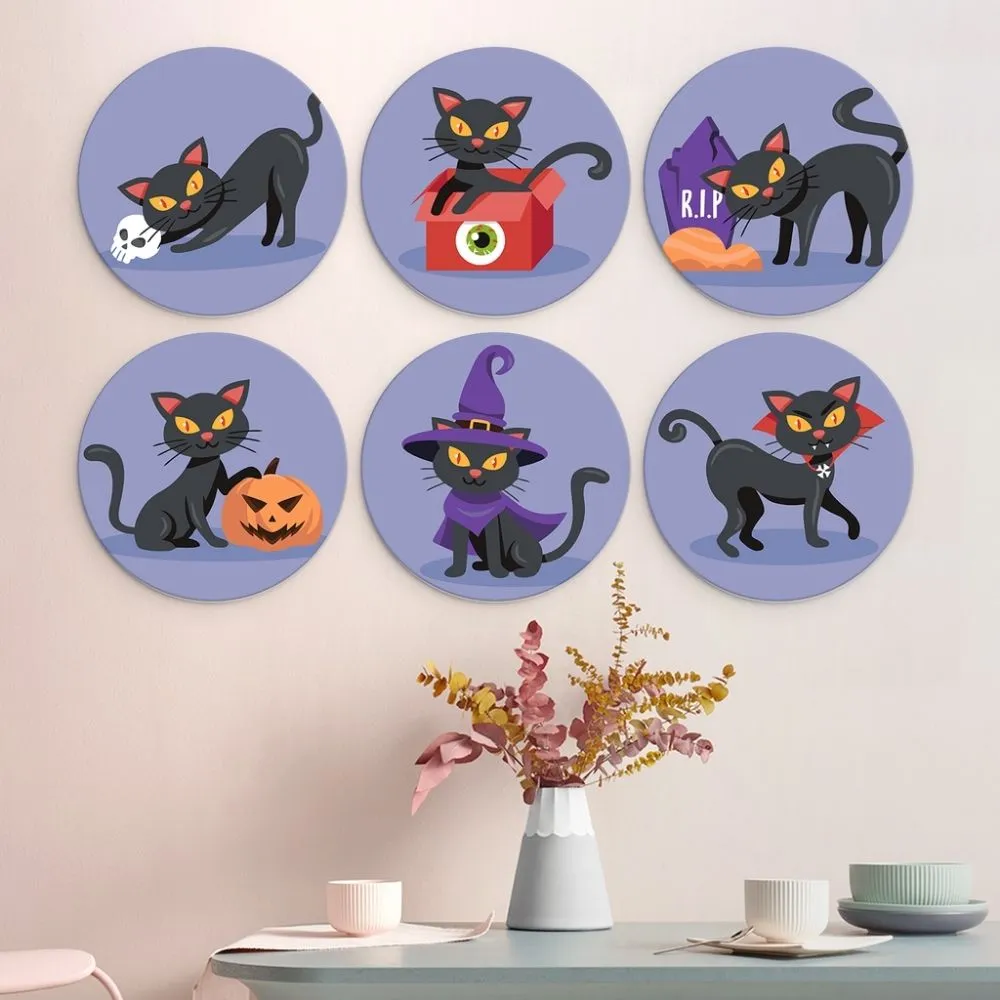 Figured'Art Mini Serie Katten en Hekserij schilderen op nummer Ø20cm 6 stuks