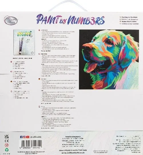 Craft Buddy Paint by Numb3rs Colourful Pup schilderen op nummer 30x30cm
