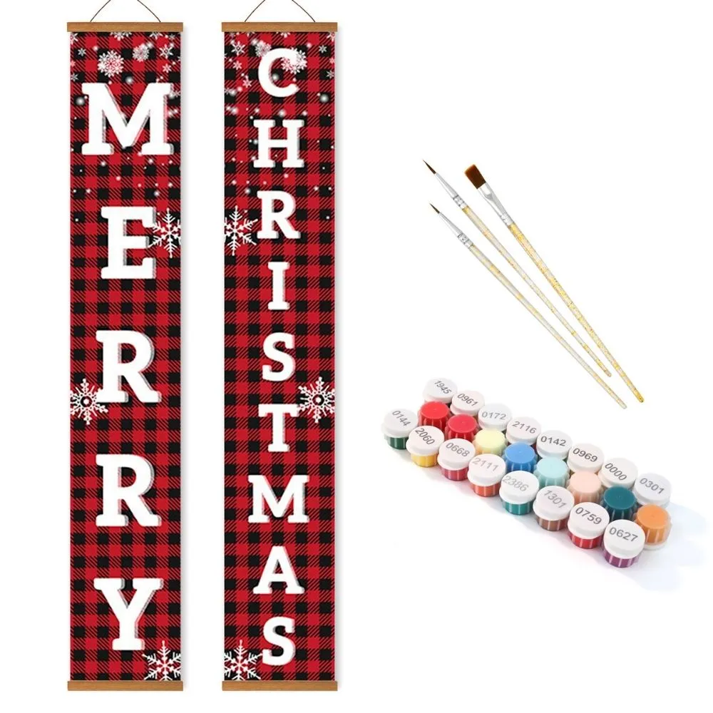 Figured'Art Zoete Kerst schilderen op nummer deurbanners 2x 20x120 cm