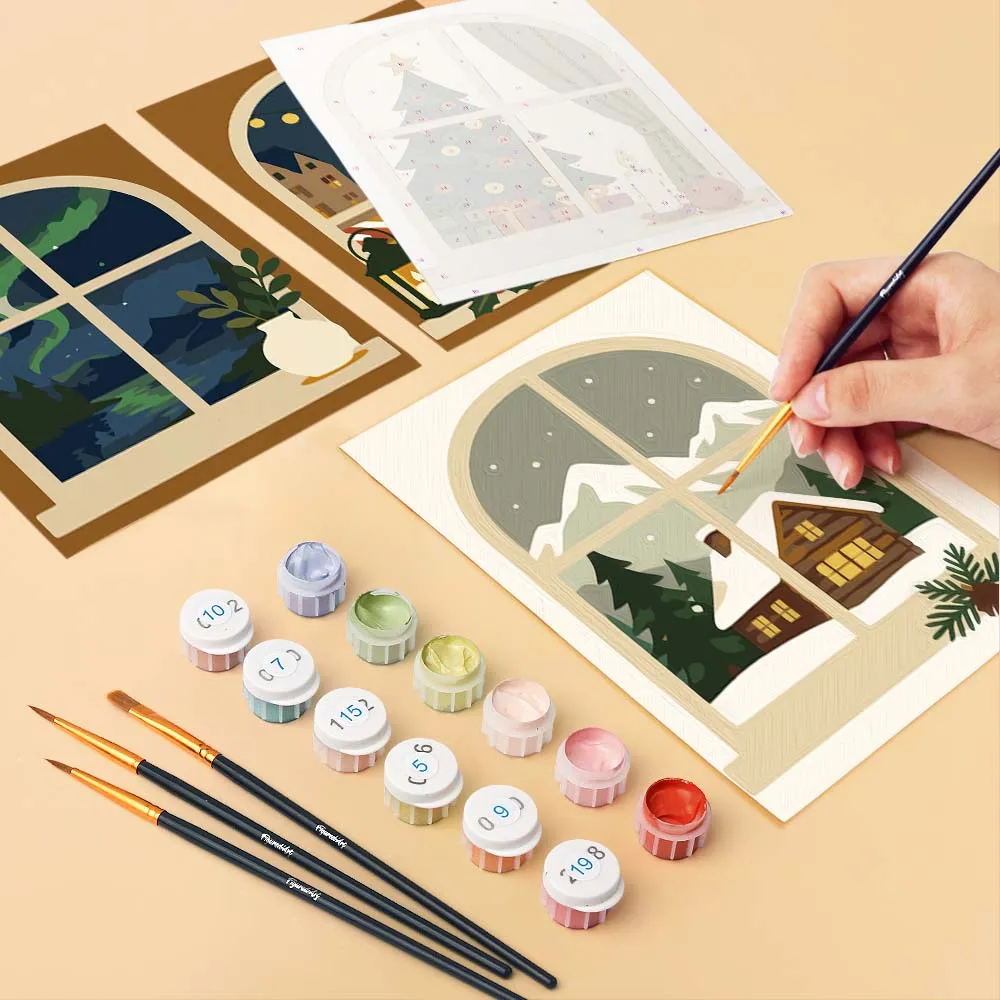 Figured'Art Mini Kerstvensters schilderen op nummer 6x 15x20 eenvoudig