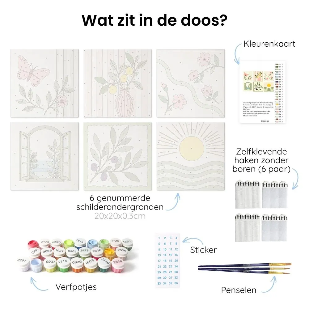Figured'Art Mini Pastelkleurige bloemblaadjes schilderen op nummer 6 stuks