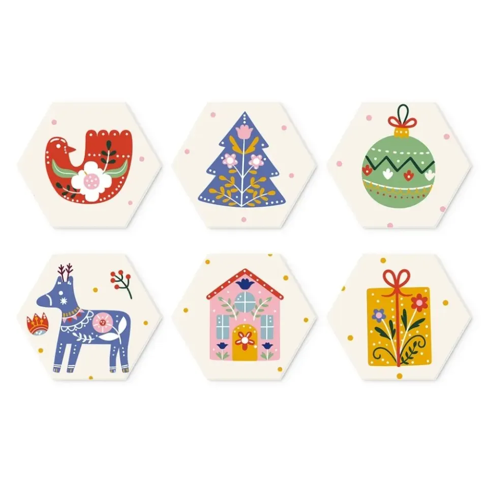 Figured'Art Mini Feestdagen-set schilderen op nummer zeshoek 6 stuks