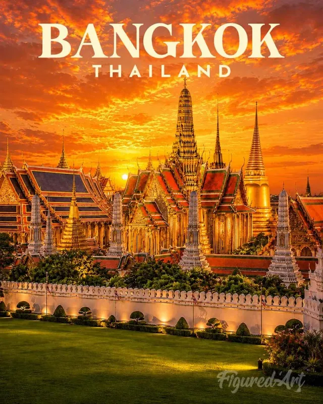Figured'Art Reisposter Bangkok schilderen op nummer 40x50 cm