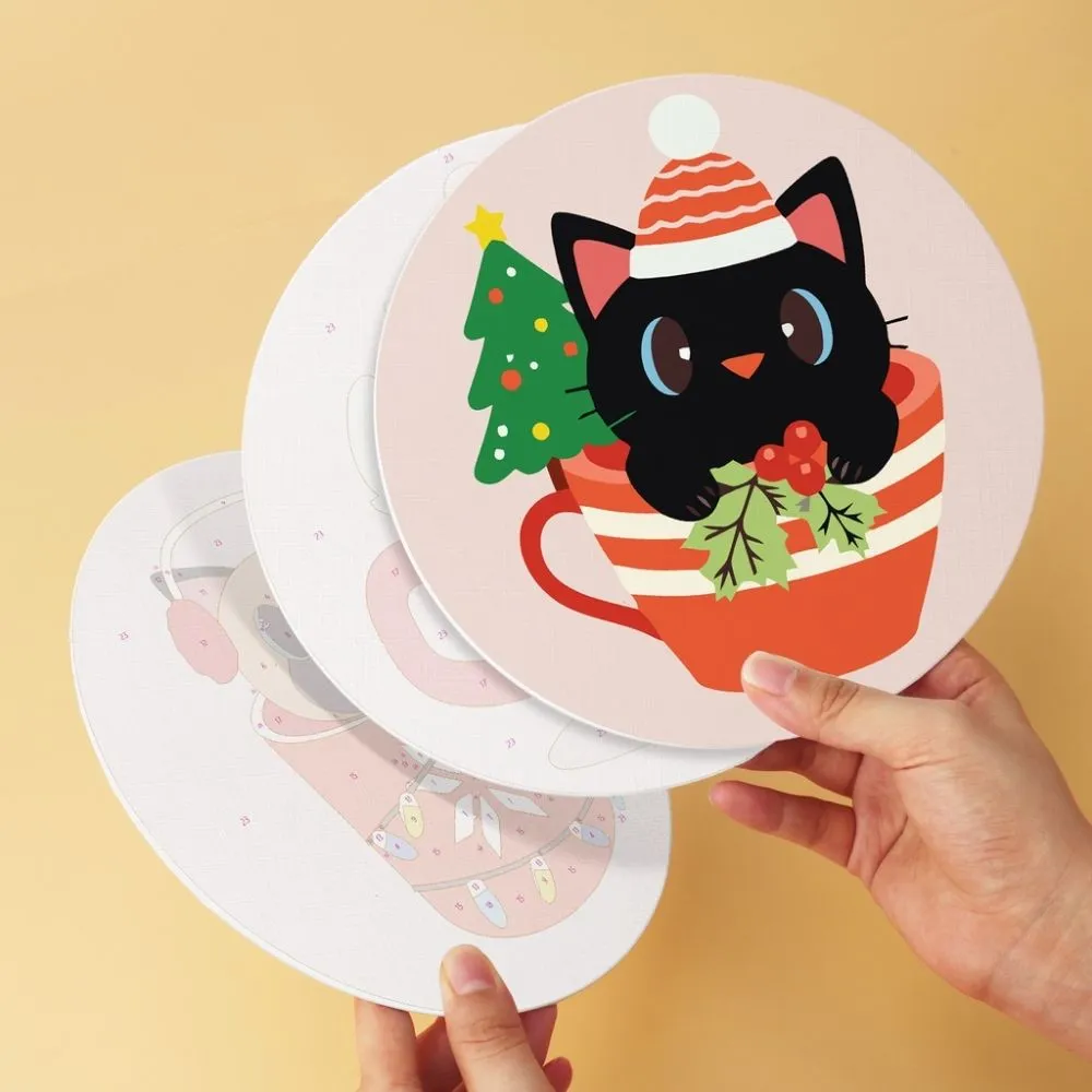 Figured'Art Mini Serie Katten in kerstmokken schilderen op nummer 6x Ø20cm kerst