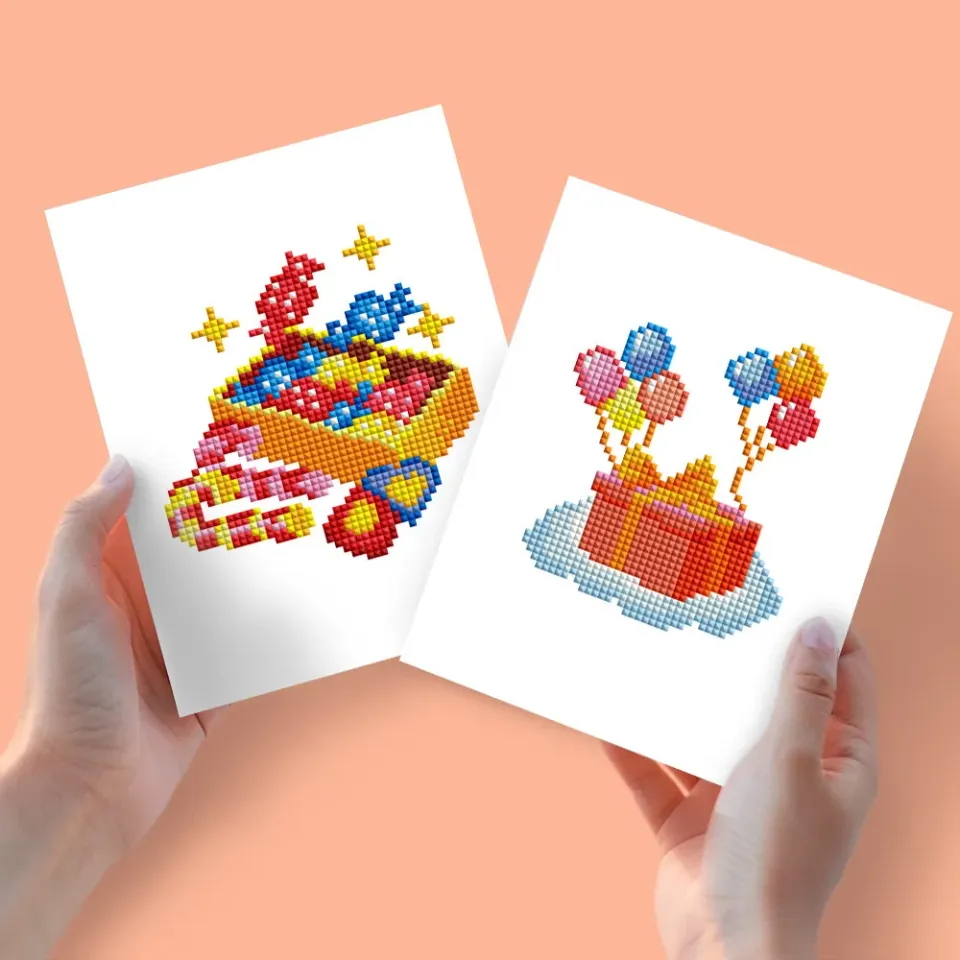 Figured'Art Mini Dozen en Ballonnen diamond painting 15x20cm 2 stuks full drill