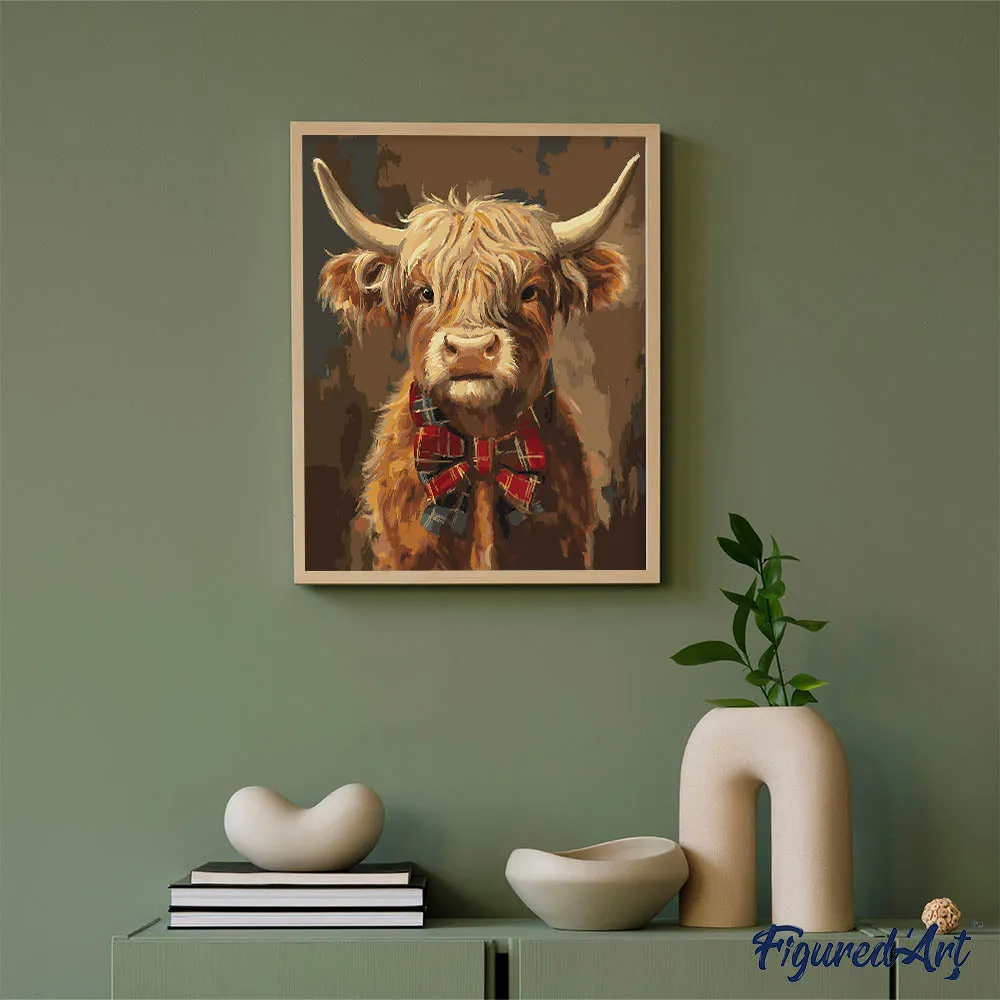 Figured'Art Mijnheer de Hooglander schilderen op nummer 40x50 cm koe