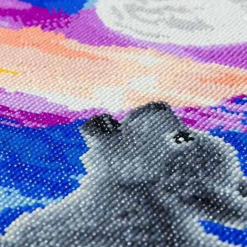 Craft Buddy Crystal Art Howling Wolf Cub canvas 40x50cm