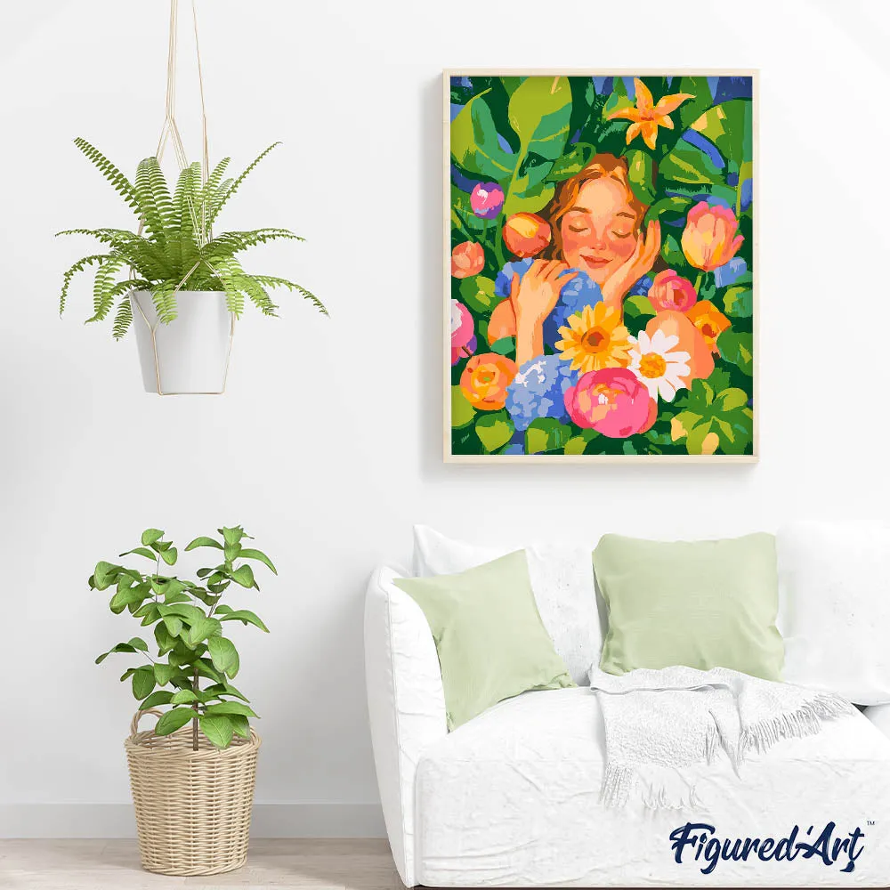 Figured'Art Bloemenkind schilderen op nummer 40x50cm bloemen