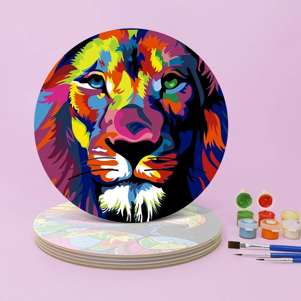Figured'Art Dieren Pop Art placemats schilderen 20 cm 6 stuks
