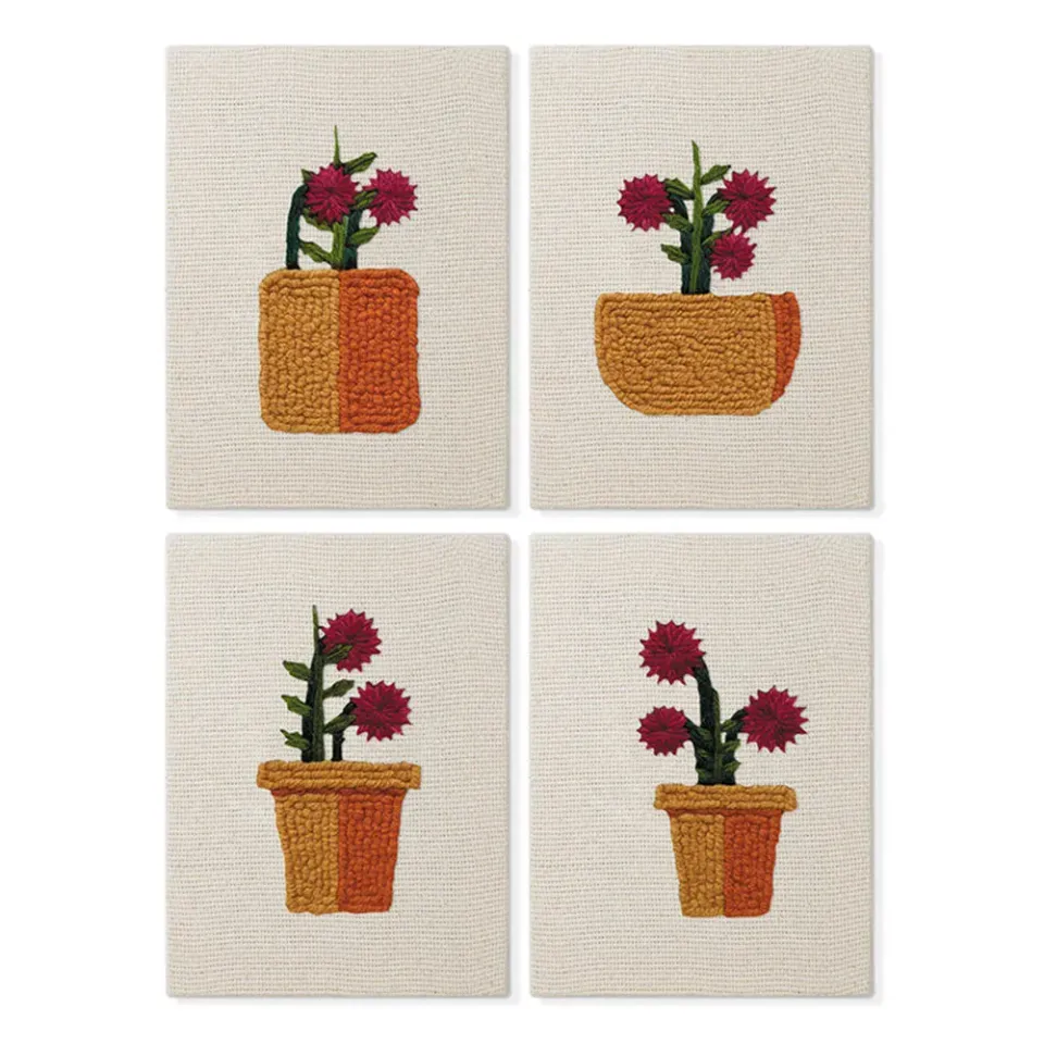 Figured'Art Bloeiende Mini Potjes punch needle set 4 stuks bloemen