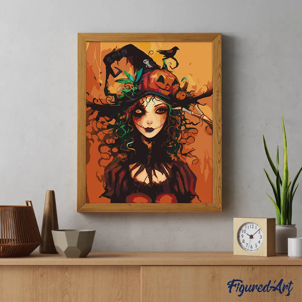 Figured'Art Halloween Heksenportret Schilderen op Nummer 40x50 cm