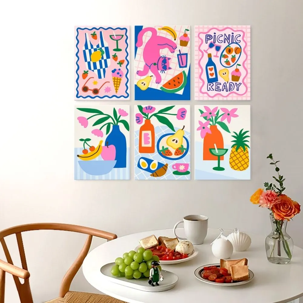 Figured'Art Fruitige picknick schilderen op nummer 6 stuks 15x20cm