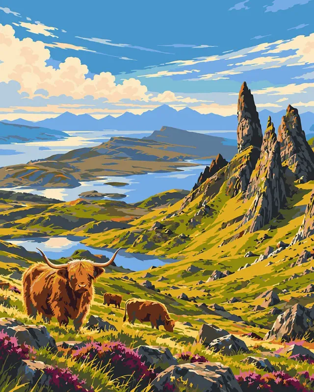 Figured'Art Schilderen op Nummer Isle of Skye landschap 40x50