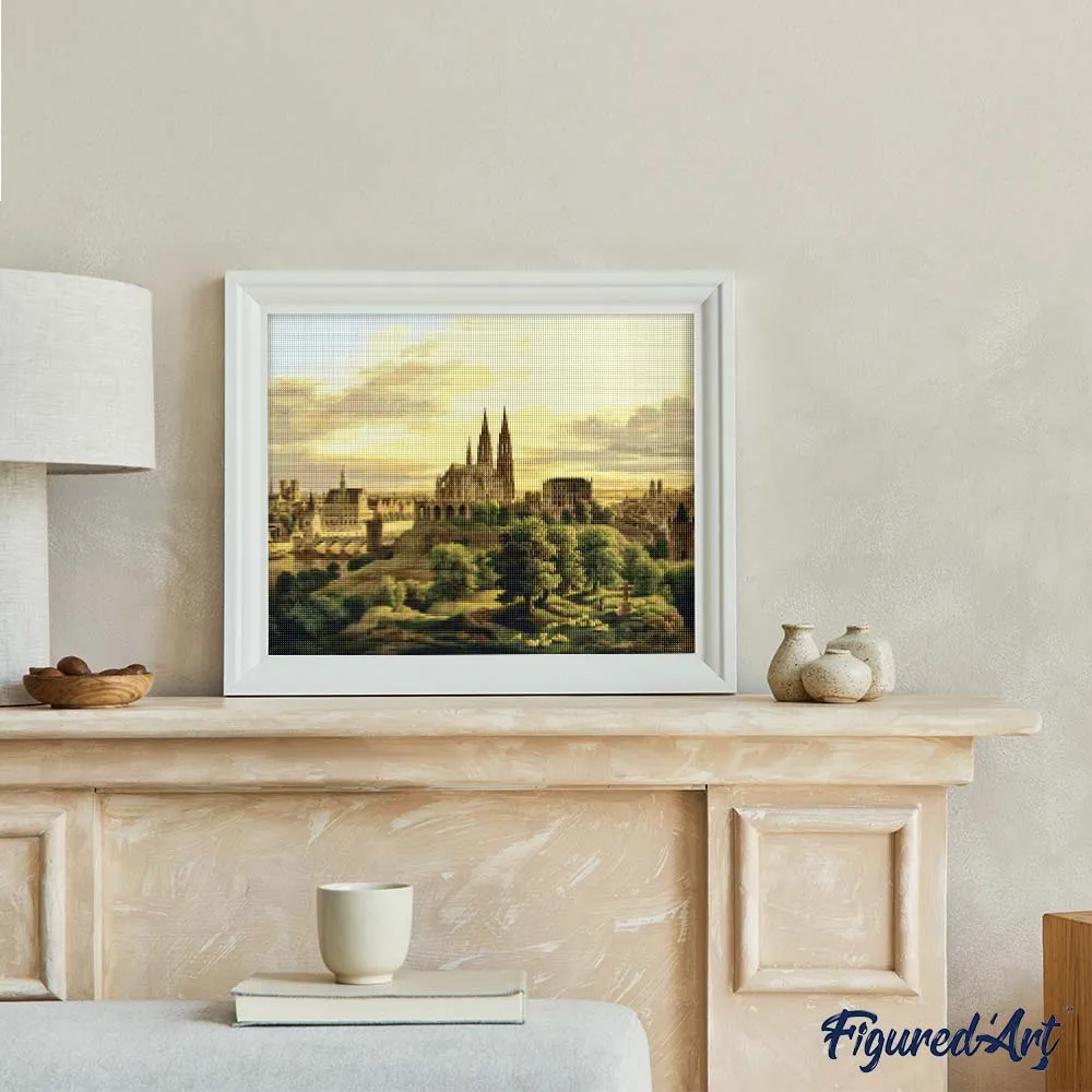 Figured'Art Middeleeuwse stad Carl Hasenpflug diamond painting 40x50 cm vierkant