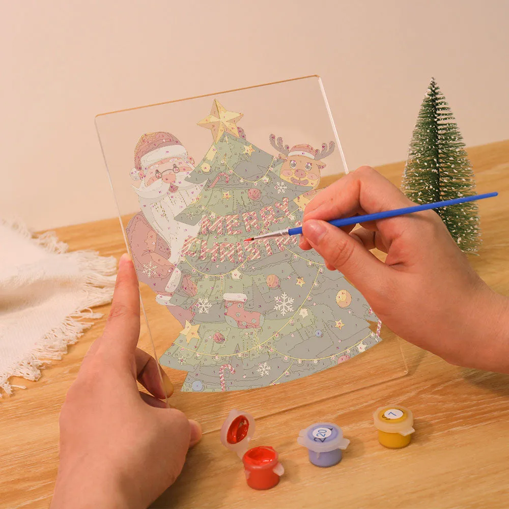 Figured'Art Kerstman 03 schilderen op nummer 15x20 cm met LED