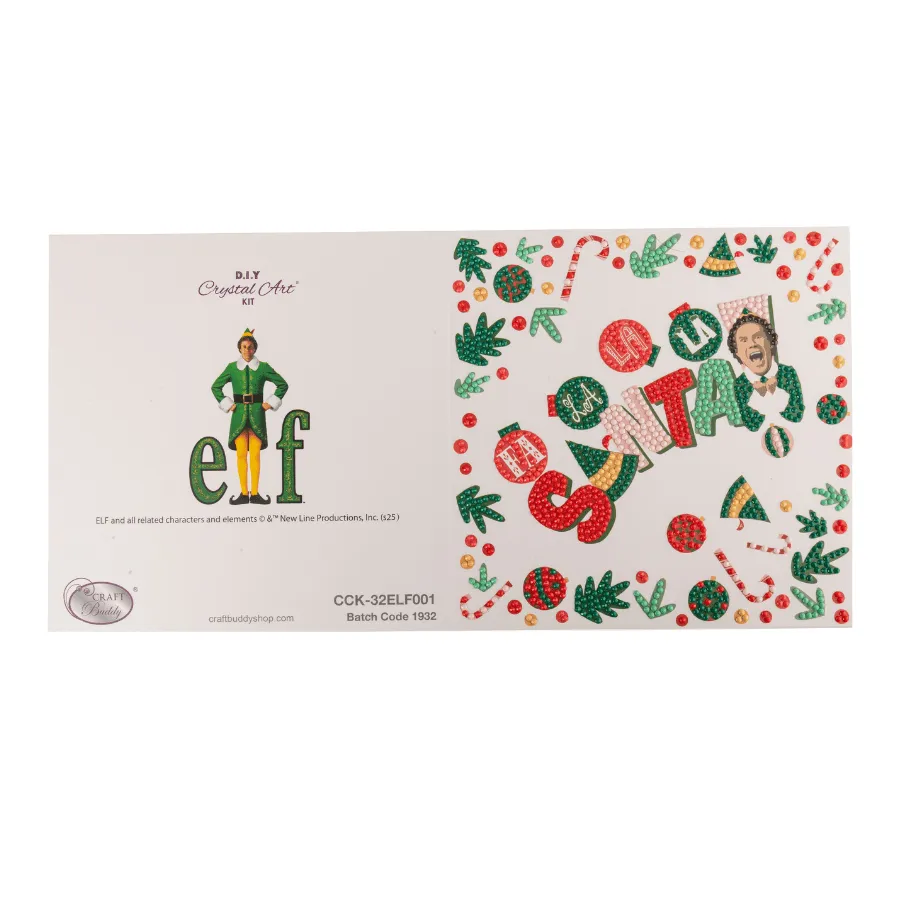 Craft Buddy Crystal Art Buddy the Elf kaartkit 18x18cm Kerst