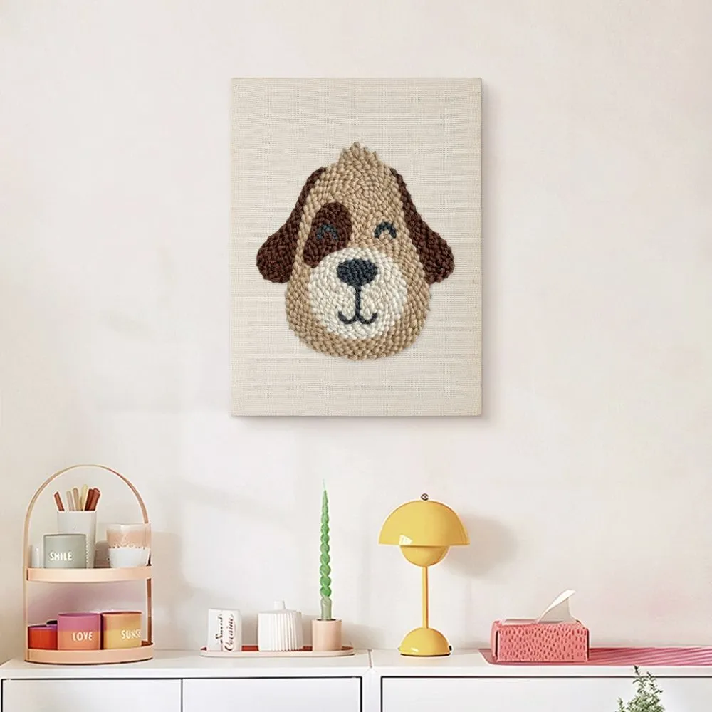 Figured'Art Vrolijke Hond punch needle pakket met frame 20x30cm