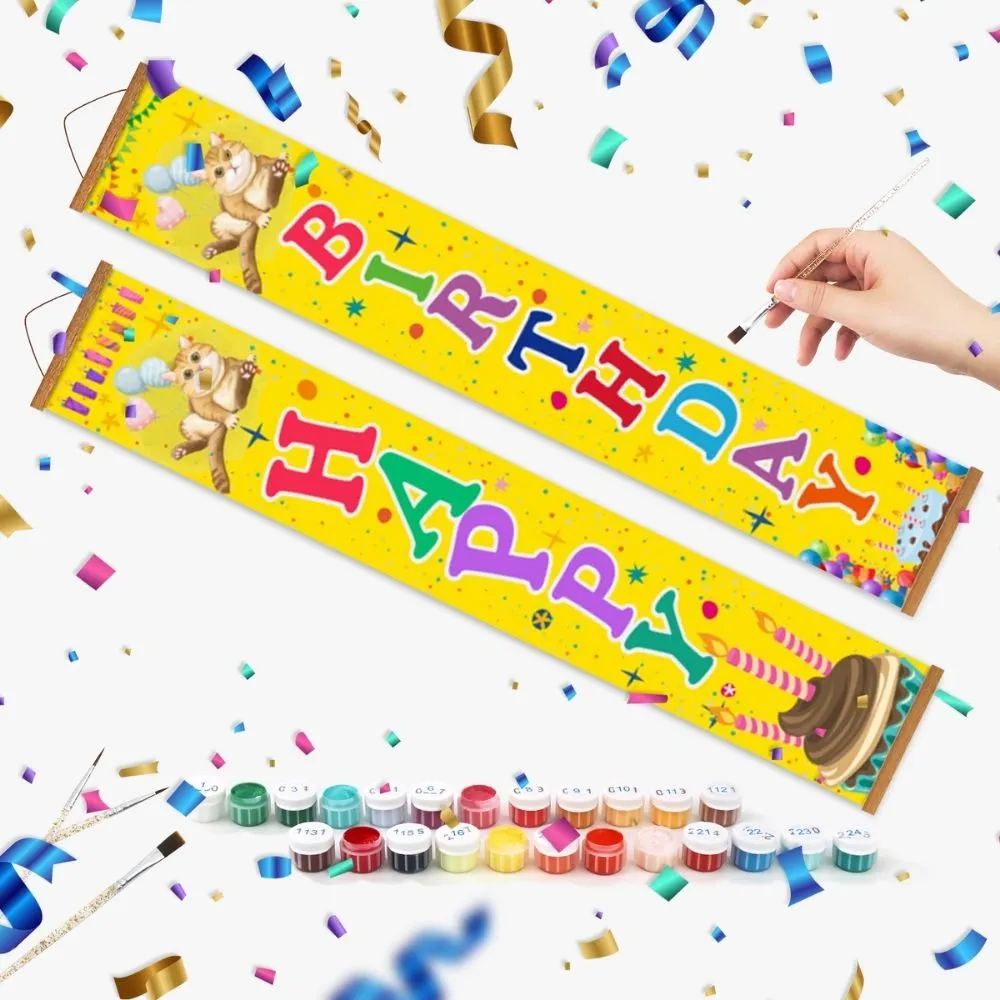 Figured'Art Vrolijke Vlaggetjes Schilderen op Nummer Banner