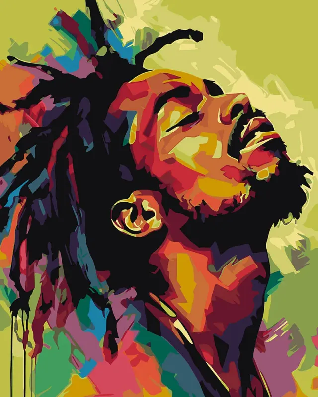 Figured'Art Reggae-man abstract schilderen op nummer 40x50 streetart