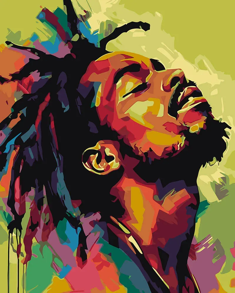 Figured'Art Reggae-man abstract schilderen op nummer 40x50 streetart