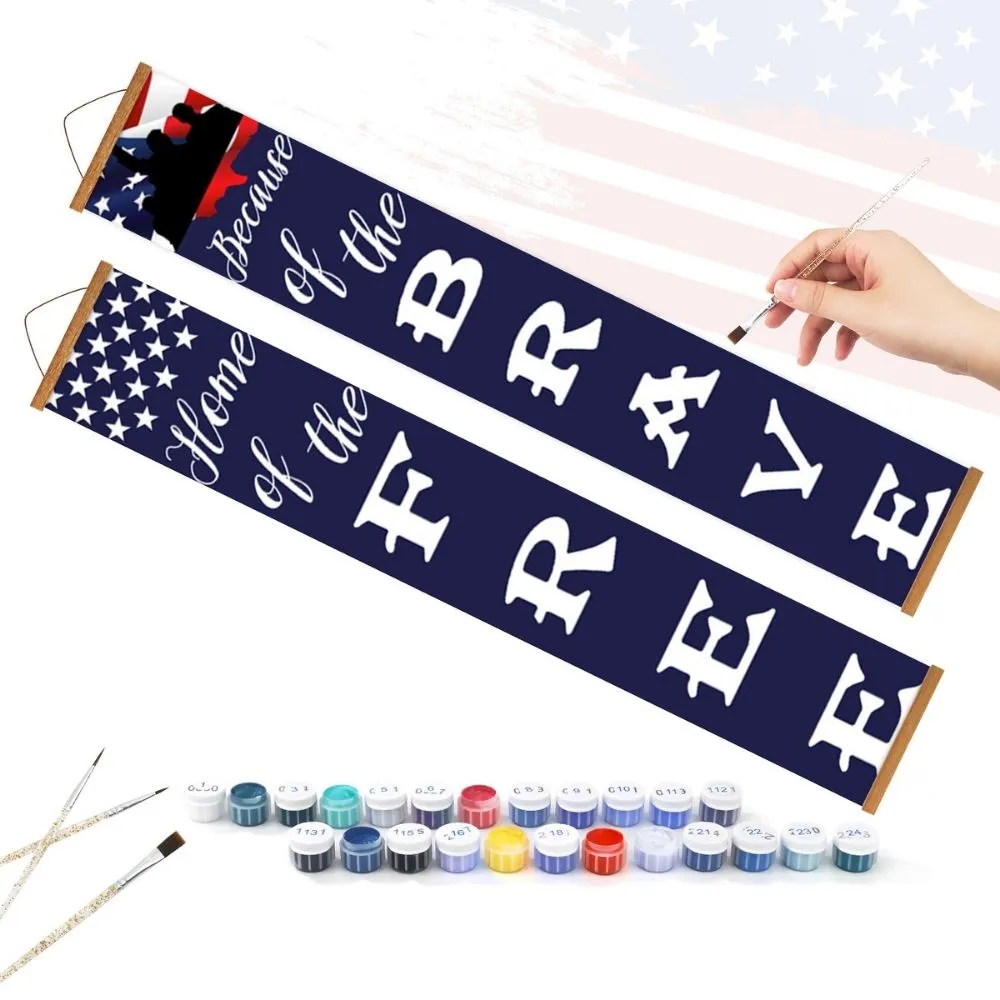 Figured'Art Sterren-Feston deur banners schilderen op nummer 20x120 cm 2 stuks