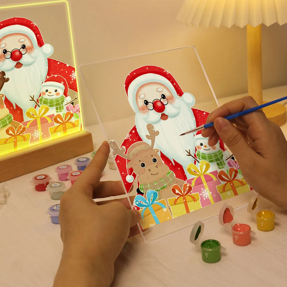 Figured'Art Kerstman 04 schilderen op nummer 15x20 cm met LED