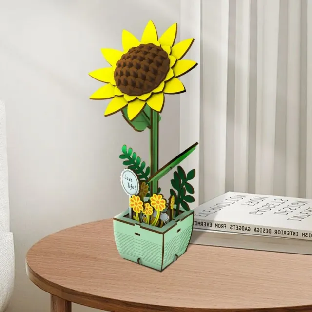 Figured'Art Prachtige Zonnebloem 3D Puzzel 74 Stukjes Hout