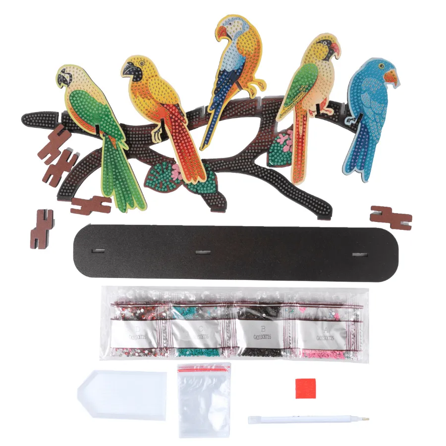 Craft Buddy Crystal Art Exotic Birds houten decoratie 35cm